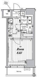 メイクスデザイン門前仲町リバープレイス 1Kの間取図画像