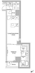 ザ・パークハビオ日本橋茅場町 1LDKの間取図画像