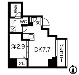 スパシエルクス亀戸 1DKの間取図画像