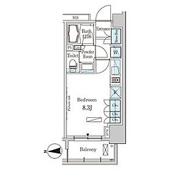 東京メトロ東西線 木場駅 徒歩2分の賃貸マンション 6階ワンルームの間取り