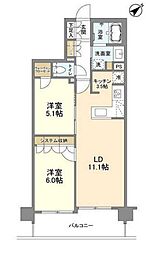 都営新宿線 船堀駅 徒歩10分の賃貸マンション 1階2LDKの間取り