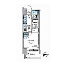 東京メトロ東西線 木場駅 徒歩2分の賃貸マンション 6階1Kの間取り