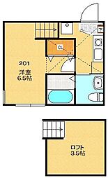 エトレ大和 1Kの間取図画像
