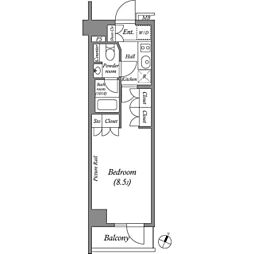 ルクレ西池袋 4階1Kの間取り