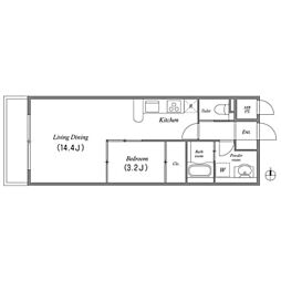 Gramercy Shirakawa Koen 9階1LDKの間取り