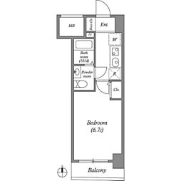 SERENiTE本町reflet 8階1Kの間取り