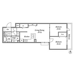 アルタイル千里中央 0102 1階2LDKの間取り
