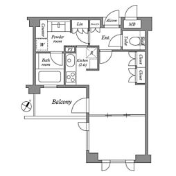プラチナコート広尾 1DKの間取図画像