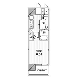 アスリート本町リバーウエスト 1Kの間取図画像