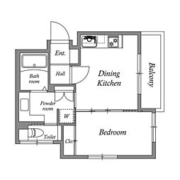 グランド・ルー都立大学 1DKの間取図画像