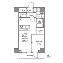 ジェノヴィア本所吾妻橋スカイガーデン 1LDKの間取図画像