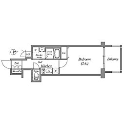 プレサンス堺筋本町駅前 1Kの間取図画像