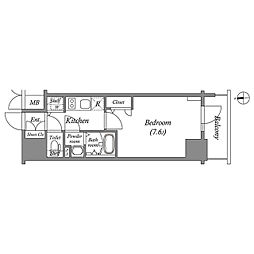 エスリード大須プレシア 1Kの間取図画像