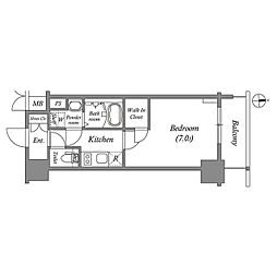 エスリード大須プレシア 1Kの間取図画像
