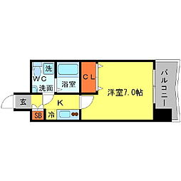 アフルエンス難波 1Kの間取図画像