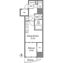 セレニテ本町ルフレ 1DKの間取図画像