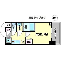 リッツ難波南2 1Kの間取図画像