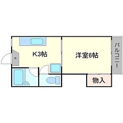 ナオミハイツ2 1Kの間取図画像