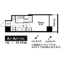 アドバンス西梅田ラシュレ 1Kの間取図画像