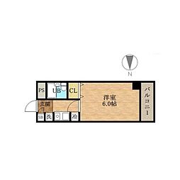 サンライズ野田阪神 1Kの間取図画像