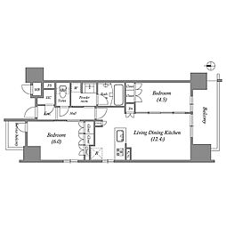 OPUSRESIDENCENAGOYASTATION 2LDKの間取図画像