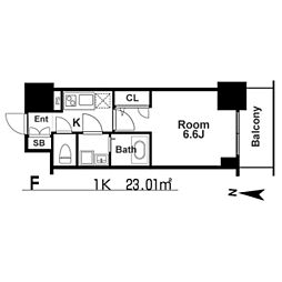 エスリード本町レジデンス 1Kの間取図画像