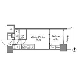 スプランディッド淀屋橋DUE 1DKの間取図画像
