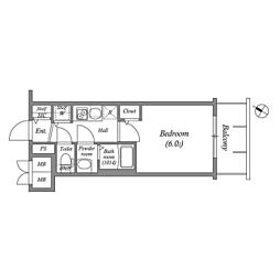 メインステージ大阪ノースマーク 1Kの間取図画像