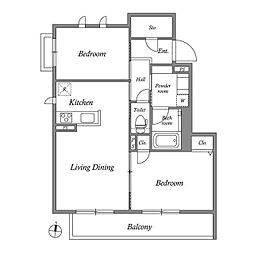 フォレストガーデンサウス 2LDKの間取図画像