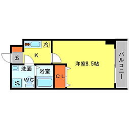SERENiTE江坂四番館 1Kの間取図画像