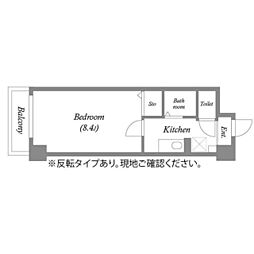 ドミール江戸堀 1Kの間取図画像
