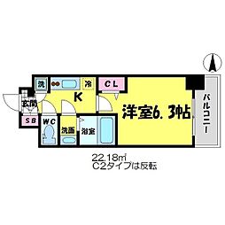 エスリード京橋グランツ 1Kの間取図画像