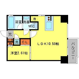 ドリームネオポリス桜ノ宮 1LDKの間取図画像