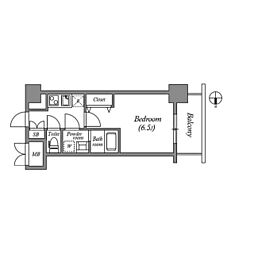 ワールドアイ難波City Gate 1Kの間取図画像