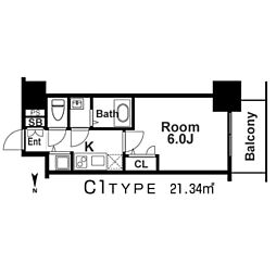 エスリード京橋グレイス 1Kの間取図画像
