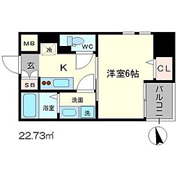 エスリード難波ステーションゲートサウステラス 1Kの間取図画像