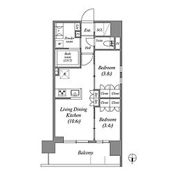 ACP Residence三ノ輪 2LDKの間取図画像