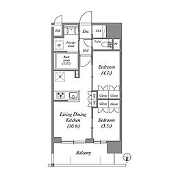 ACP Residence三ノ輪 2LDKの間取図画像