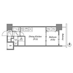 スプランディッド淀屋橋DUE 1DKの間取図画像