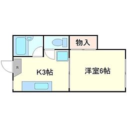 ナオミハイツ1 1Kの間取図画像