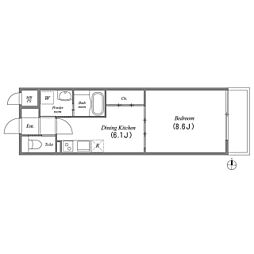 グラマシー白川公園 1DKの間取図画像