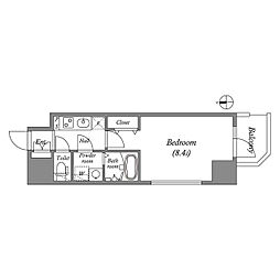 MELDIACRESTTAPPNAMBA-WEST 1Kの間取図画像