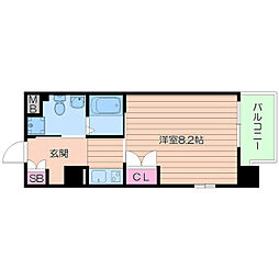 オレンジTサイド 1Kの間取図画像