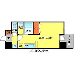 エグゼリエみなと通り ワンルームの間取図画像