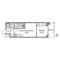 MAXIVCROS江坂 1LDKの間取図画像