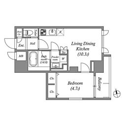 プレジオ難波ASIAN 1LDKの間取図画像