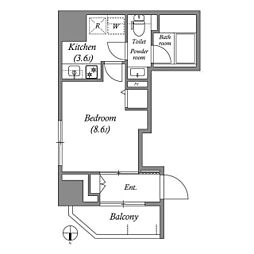 ディームス入谷1 1Kの間取図画像