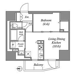 ディームス入谷1 1LDKの間取図画像