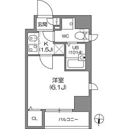 アジールコート中野坂上 1Kの間取図画像