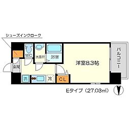 リッツ新大阪 1Kの間取図画像
